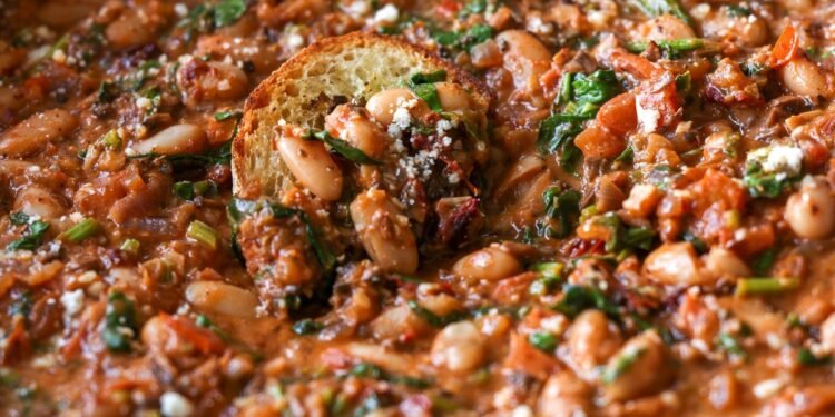 White beans Sausage Pasta sauce Skillet (1 pan, 30 minutes)