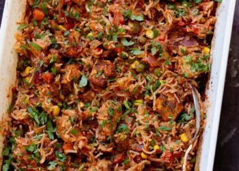Tikka Masala Rice Bake with Crispy Tofu