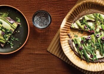 Spring Onion and Asparagus Tarts with Black Bean Crust Recipe