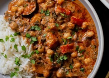 Spicy Baked Zucchini Chickpea Curry (gluten-free, soy-free, nut-free)