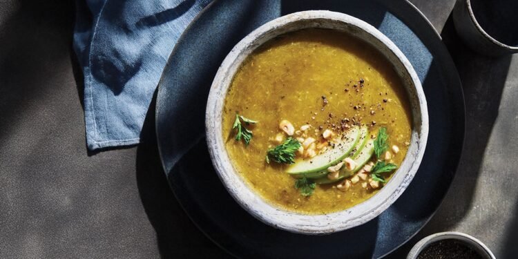 Leek, Apple, and Hazelnut Soup