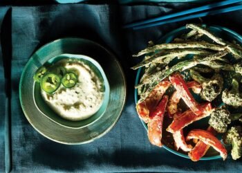 Air-Fried Tempura Veggies with Jalapeño-Lime Sauce Recipe