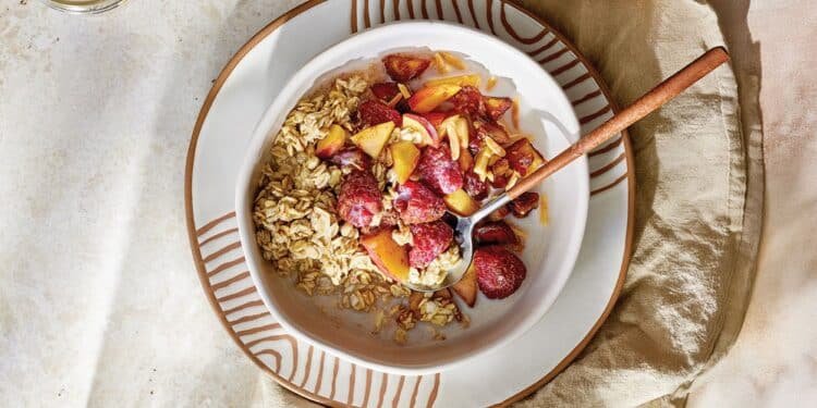 Peach Raspberry Overnight Oats