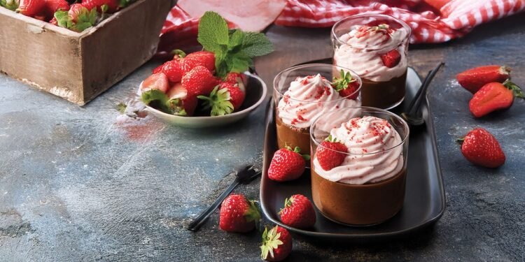 Black Bean Chocolate Mousse with Whipped Strawberry Cream Recipe
