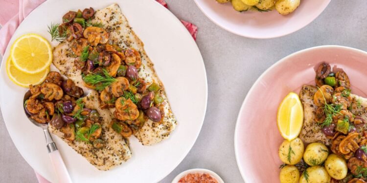 [RECIPE] Baked Fish with Mushroom Caponata
