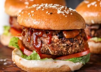 Grillable Veggie Burger – Black Bean Sunflower Seed Burger