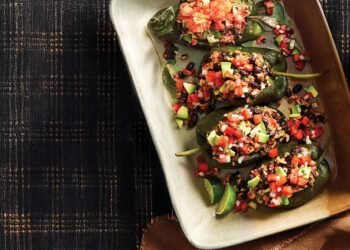 Chipotle Black Bean and Rice Stuffed Poblanos