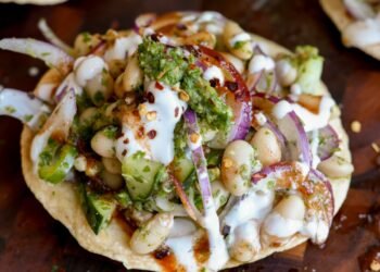 Cilantro Mint Chutney White Bean Tostadas (no-cook!)