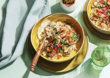 Sautéed Eggplant with Hearty Grains and Lemon-Garlic Aioli Recipe