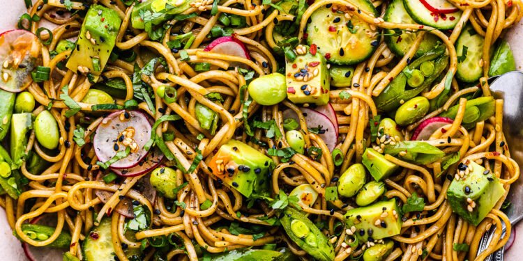 Noodle salad with scallion oil