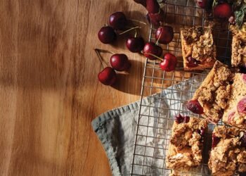 Cherry Coffee Cake with Oat Crumble Topping