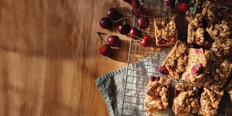 Cherry Coffee Cake with Oat Crumble Topping