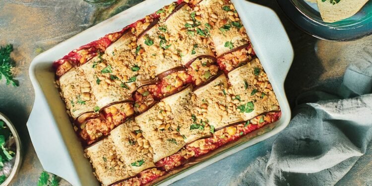 Risotto-Filled Eggplant Rollatini