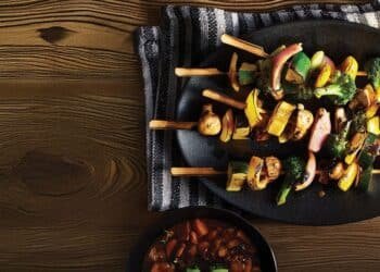 Vegetable Kabobs with BBQ Beans Recipe