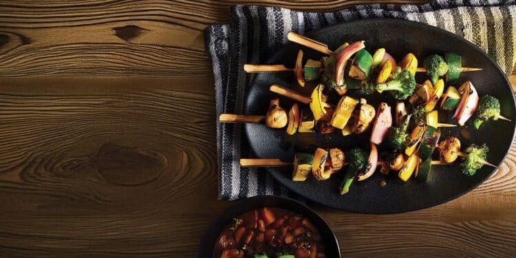 Vegetable Kabobs with BBQ Beans Recipe