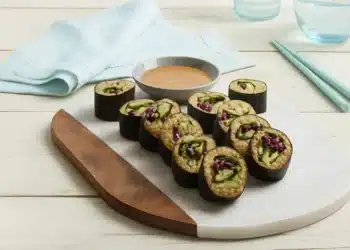Mediterranean Sushi Rolls with Tahini-Tamari Dipping Sauce