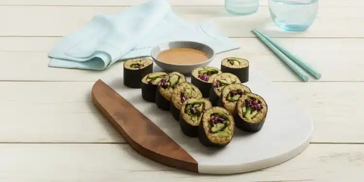 Mediterranean Sushi Rolls with Tahini-Tamari Dipping Sauce