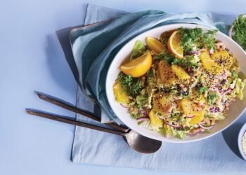 White Bean and Shaved Cabbage Salad with Orange Dressing