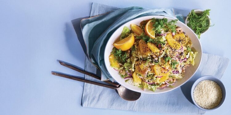 White Bean and Shaved Cabbage Salad with Orange Dressing