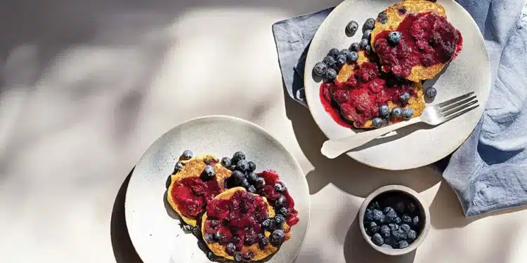 Jammy Blueberry Quinoa Pancakes