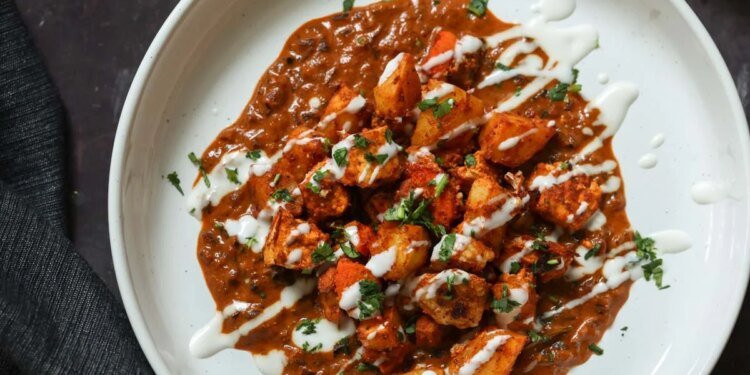 Paneer Ghee Roast with Roasted Vegetables