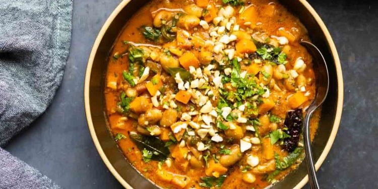 Western Indian-Inspired White Bean Sweet Potato Stew
