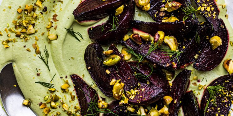 Roasted beets with dill cream