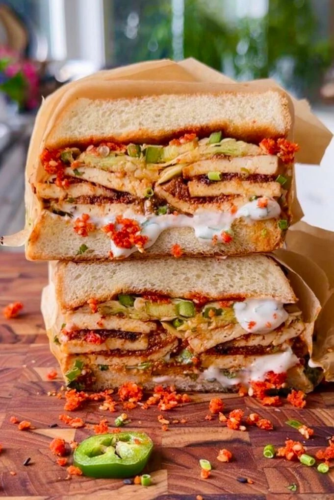 Roasted Garlic Coconut Tofu Sandwich