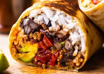 Vegan burrito with chipotle tempeh